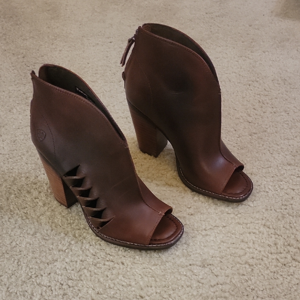 Ariat Brown Peep-Toe Heeled Boots